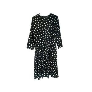 Zara Black White Dress Womens XS Chic Casual Whimsigoth Polka Dot Split Flowy
